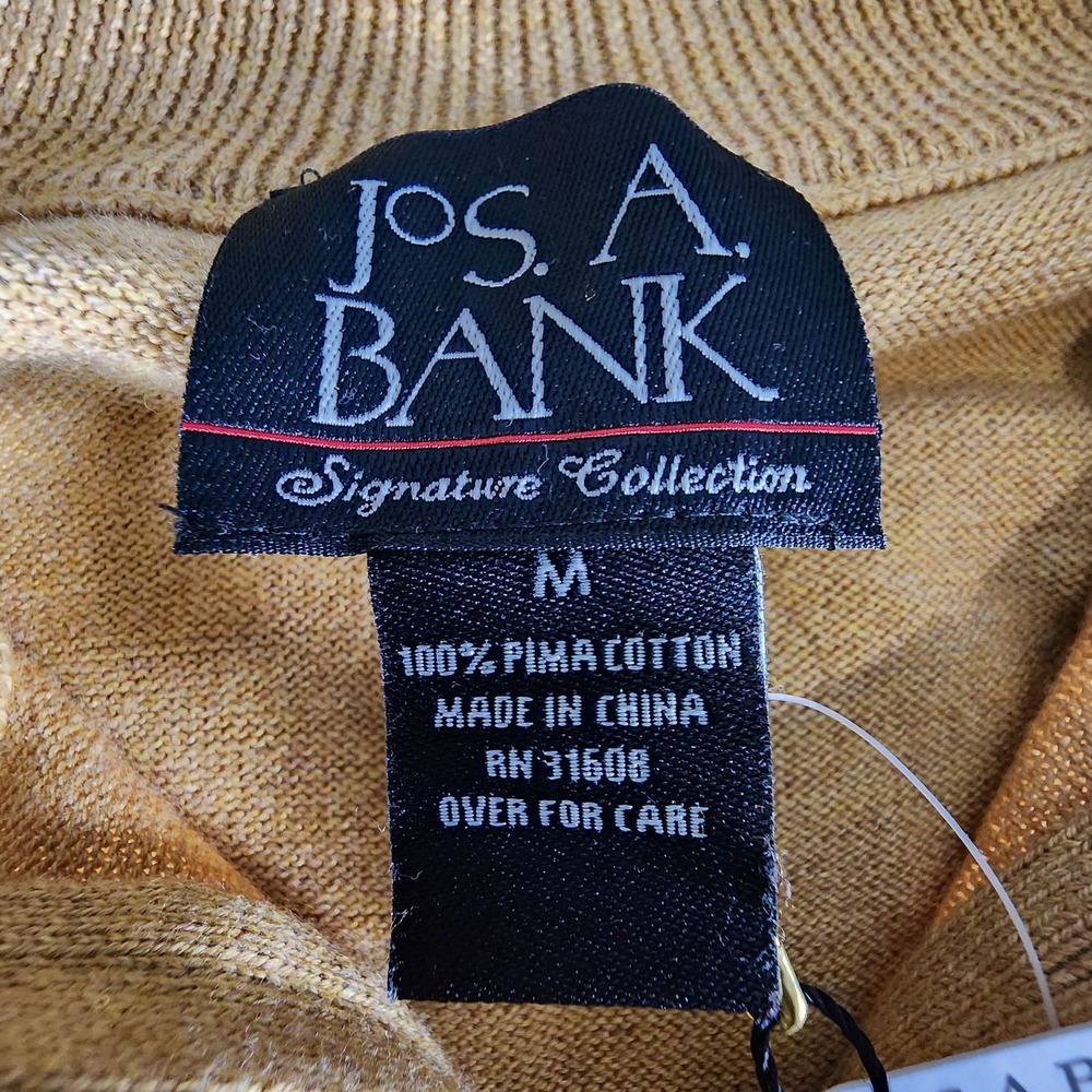 NWT Jos A Bank Quarter Zip‎ Sweater Men's M Mustard Pima Cotton Mock Neck Preppy - Picture 4 of 6